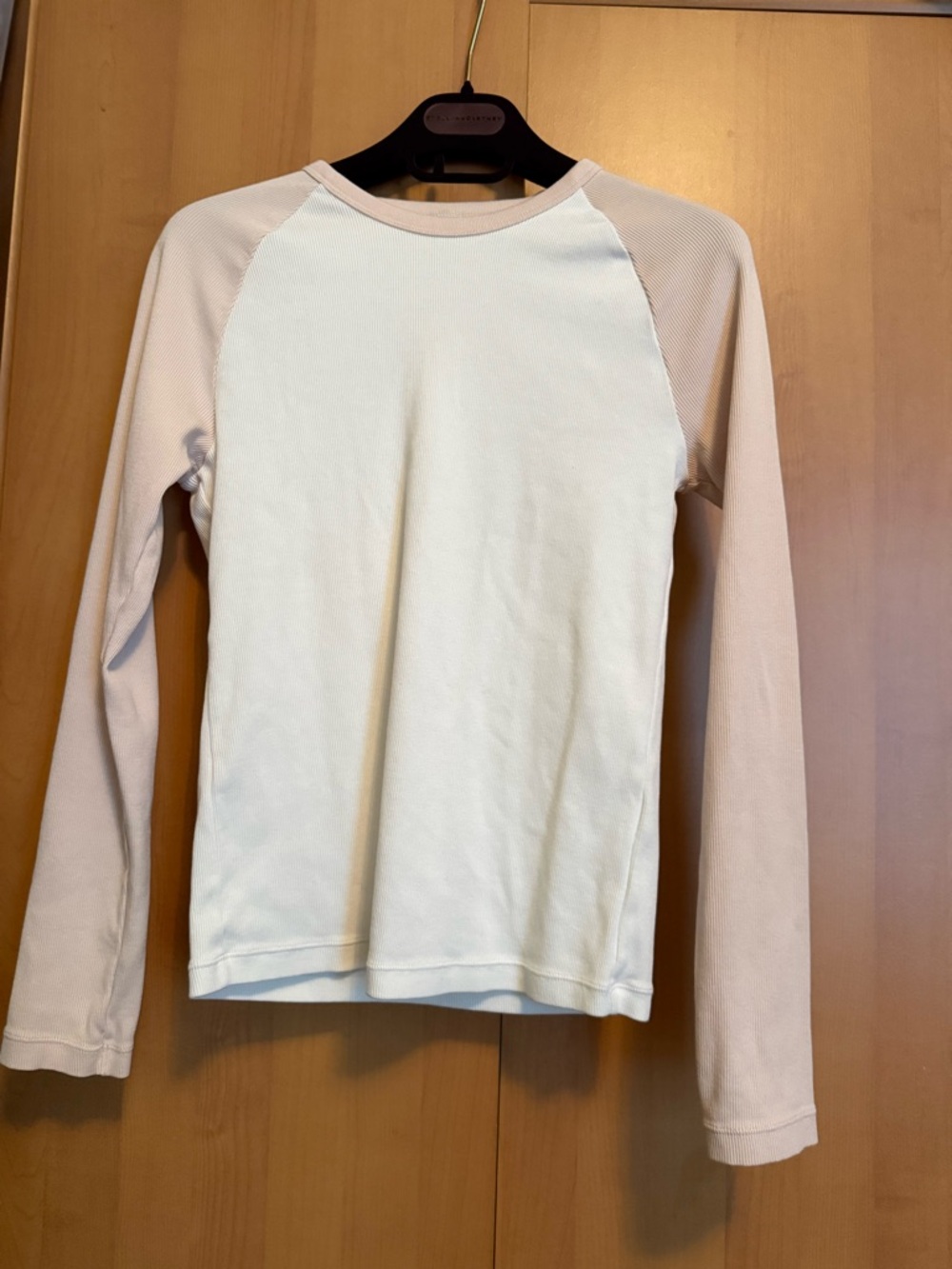 Uniqlo Cream Front with Pale Pink  Long Sleeve Tee